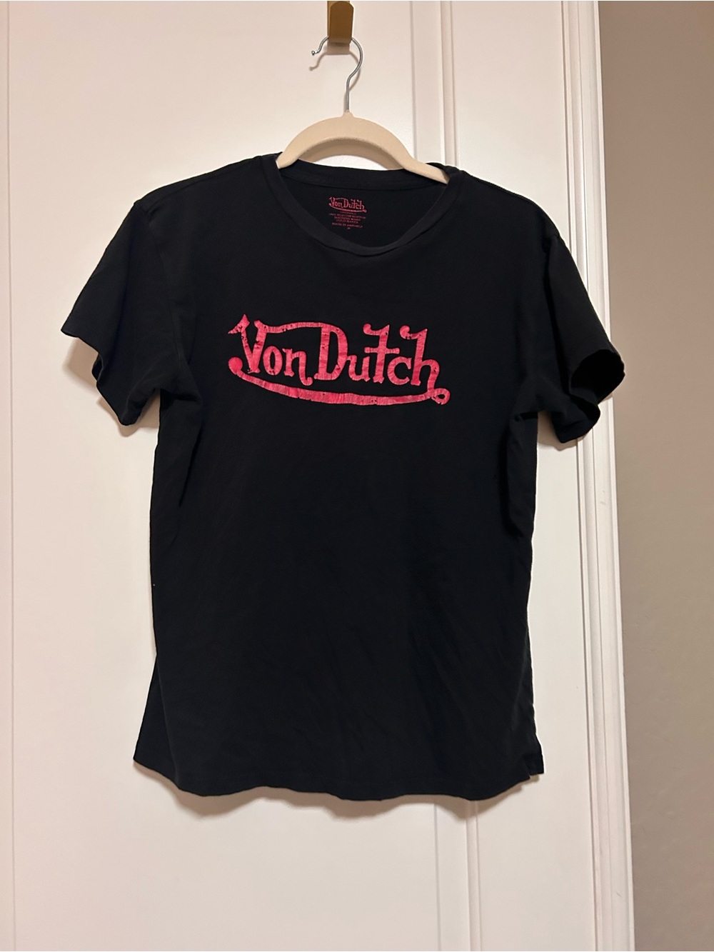💓🌹🫦Y2K Vintage Von Dutch Black Tee with Pink Logo🫦💓🌹